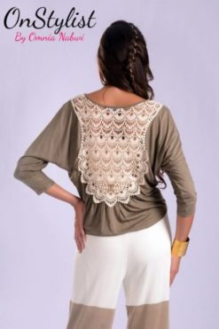 Olive Crochet Back Top