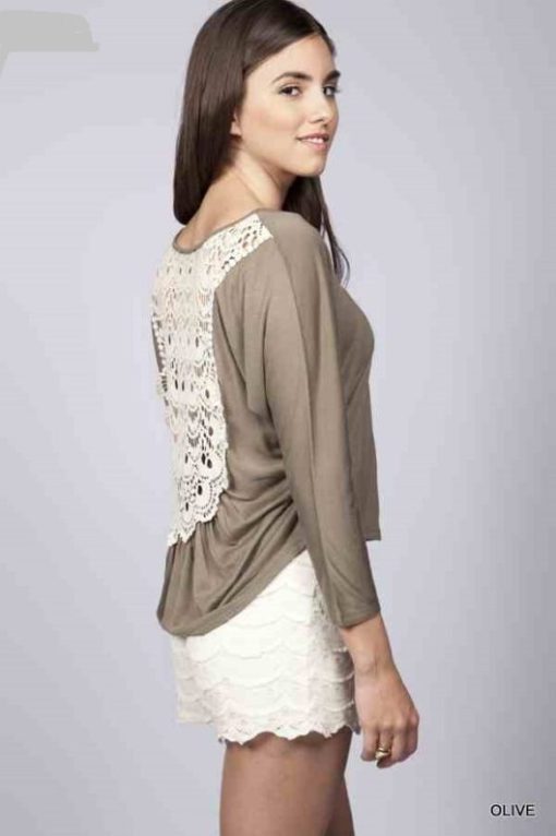 Olive Crochet Back Top - Image 3