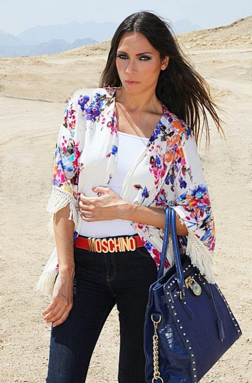 Ivory Floral Fringe Kimono