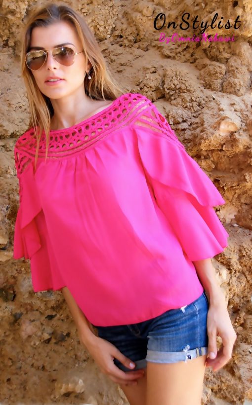 Chiffon Solid Salsa Shirt