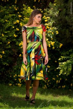 Tropical Midi Skater Dress