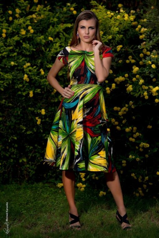 Tropical Midi Skater Dress - Image 4