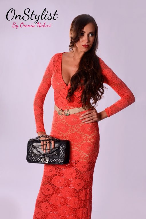 Lace Coral Maxi Dress - Image 2