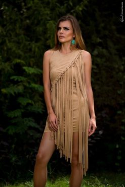 Fringe Chic Camel Mini Dress
