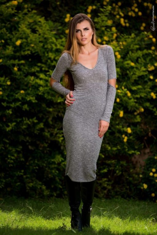 Cut Out Knee Sweater Midi Dress - Image 2