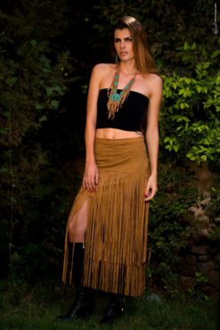 Camel Fringe Layers Skirt