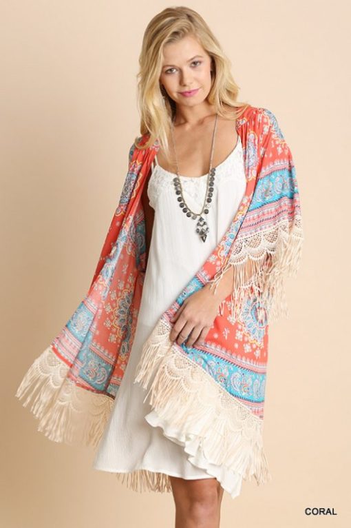 Coral Fringe Cardigan - Image 3