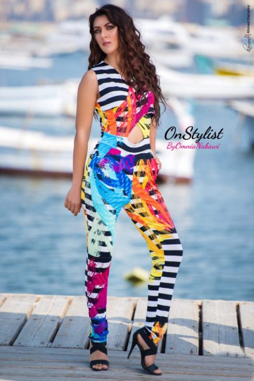 Stripped Painted Fashion Jumpsuit