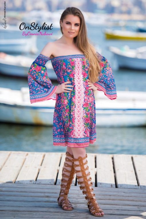 Off Shoulder Floral Mini Dress - Image 2