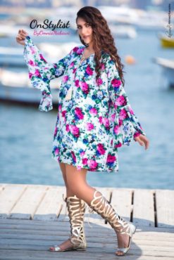 Floral Unique Sleeves Mini Dress