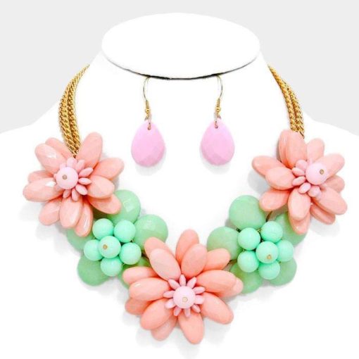 Mint x Pink Flower Necklace
