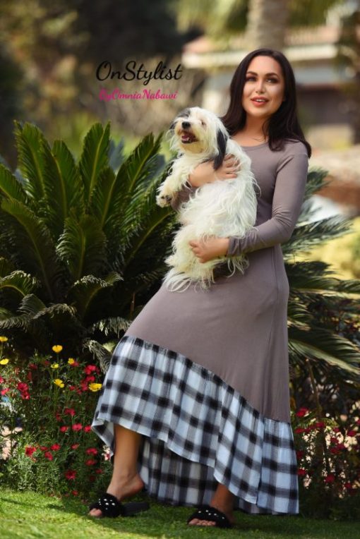 Long Sleeves Multi Fabric Knit Dress - Image 3