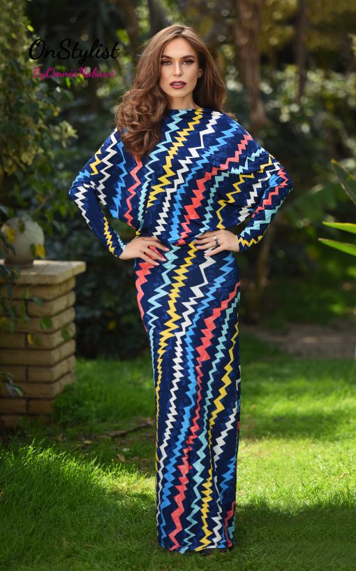 Multi Way Zigzag Navy Dress - Image 5