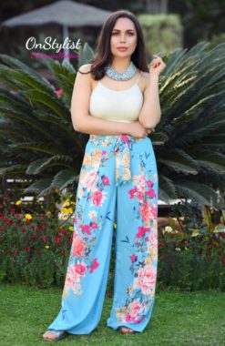 Blu sail Wide-Legged Floral Pants