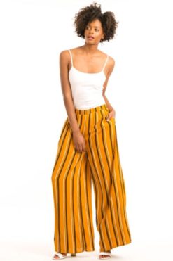 Striped Wide Leg Pants (Mustard)
