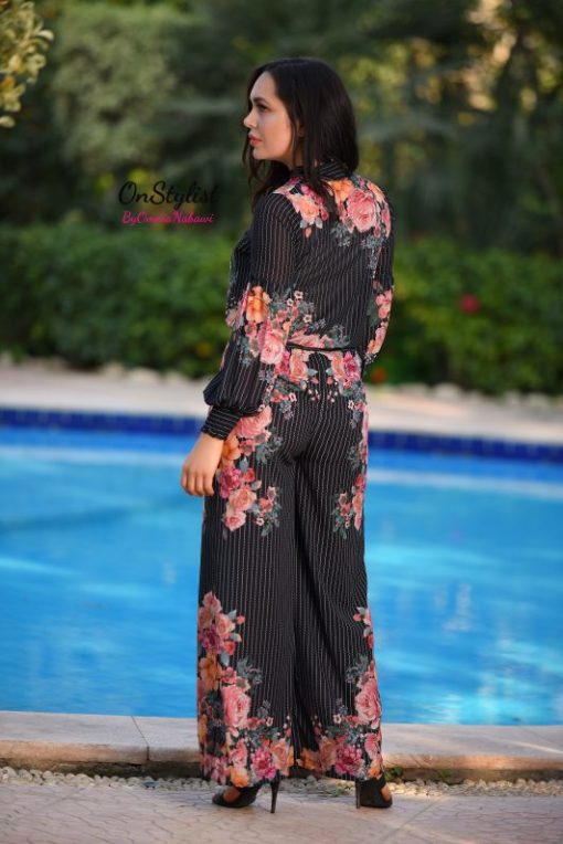 2 Pieces Floral Stripped Set - Image 3
