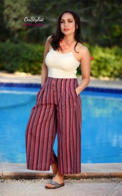 Burgundy Striped Pants