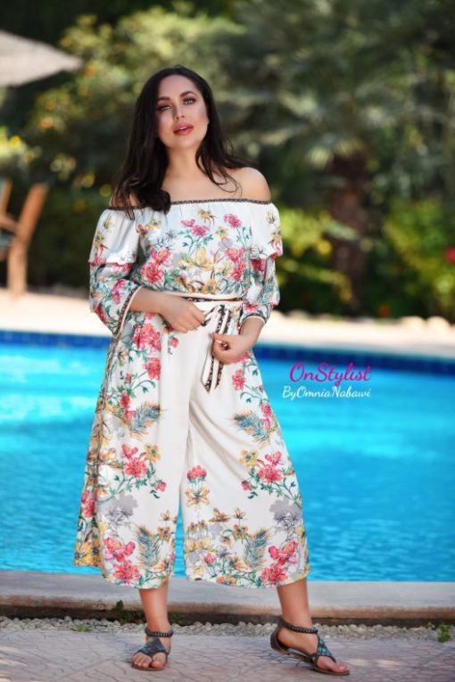 Floral Print Cropped Palazzo Set - Image 2