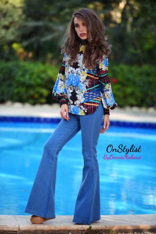 Floral  Top With Geometrical Prints - Image 4