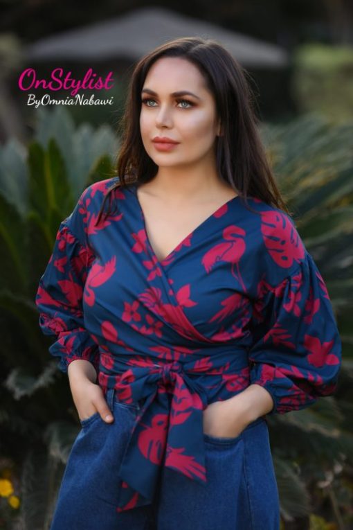 Tropical Wrap Sleeves Top