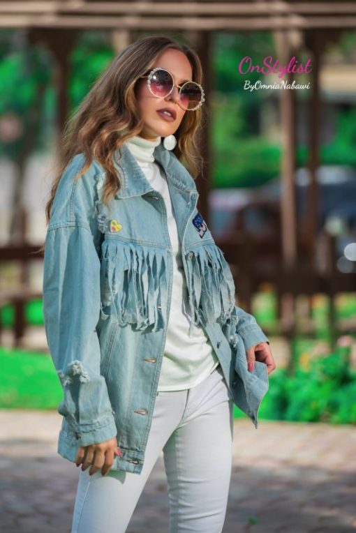 Patches Fringe Denim Jacket - Image 4