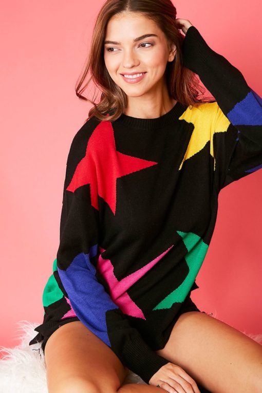 Black Colorful Stars Sweater - Image 6