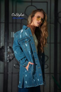 Oversized Distressed Denim Jacket