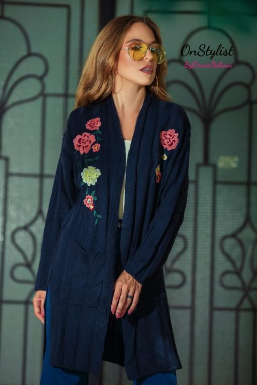 Long Cardigan With Embroidery & Pockets - Image 2