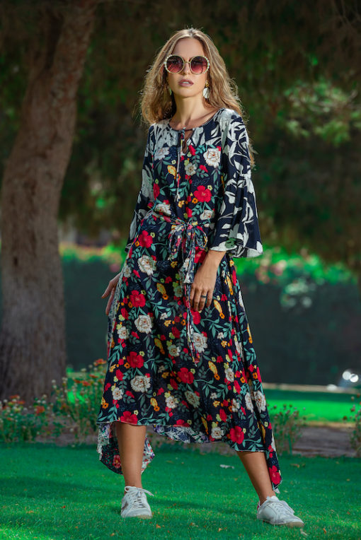Gypsy Boohoo High Low Dress (Navy) - Image 2