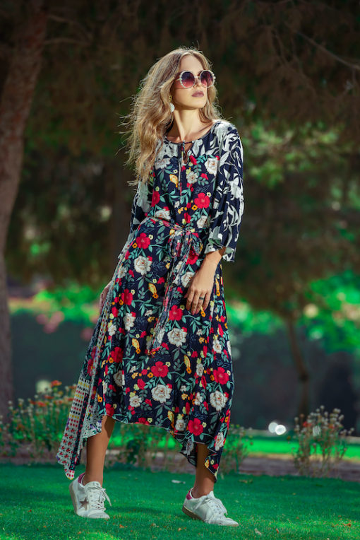 Gypsy Boohoo High Low Dress (Navy)