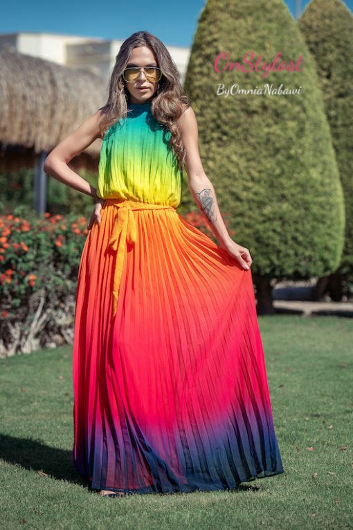 Halter Neck Rainbow Dress