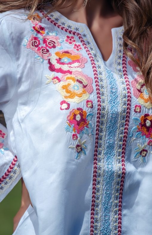 White Embroidery Sleeves Blouse - Image 7