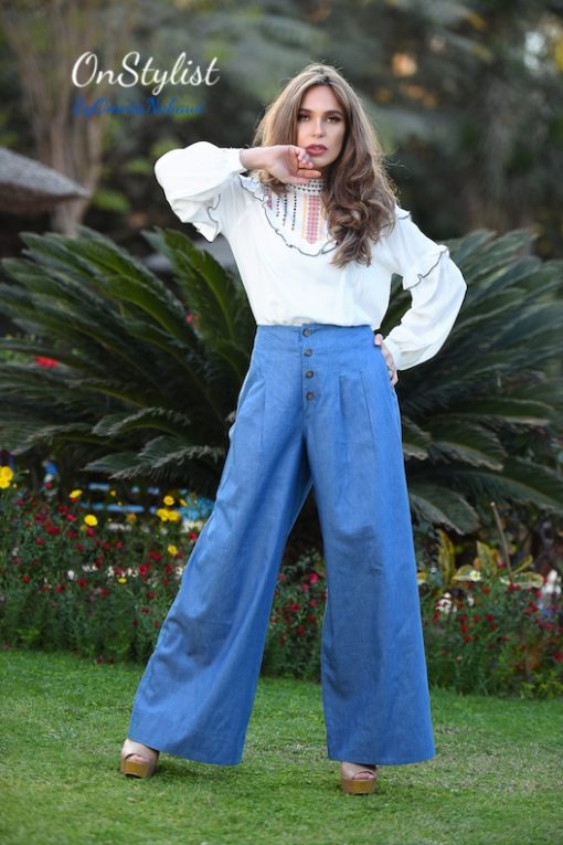 Peasant   Top With  Ruffles And  Embroidered  Yoke - Image 2