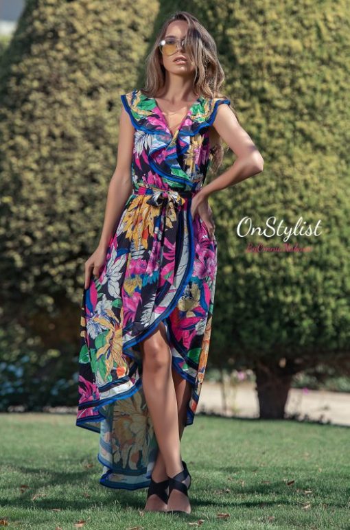 Ruffle High And Low Floral Dress