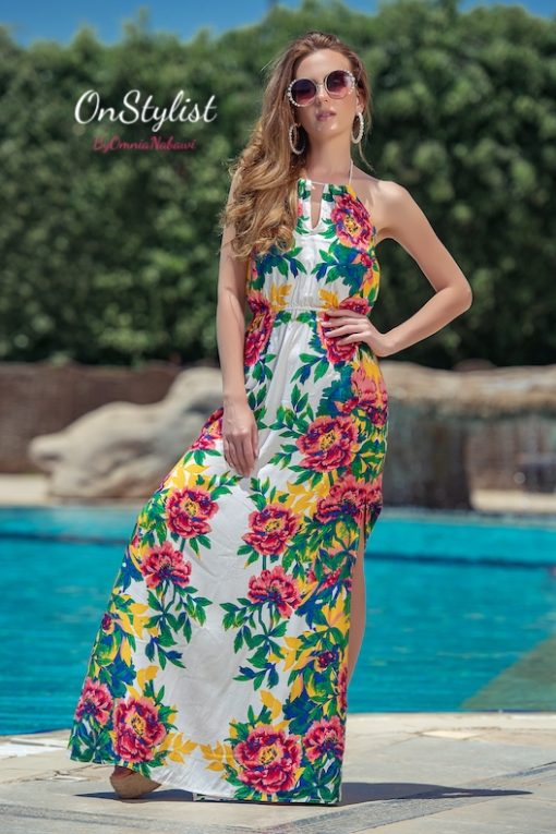 Halter Mirror Floral Maxi Dress - Image 2