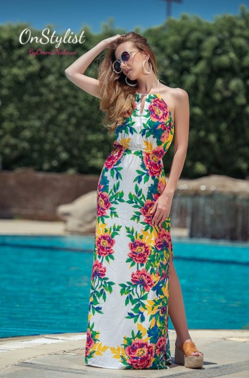 Halter Mirror Floral Maxi Dress - Image 4