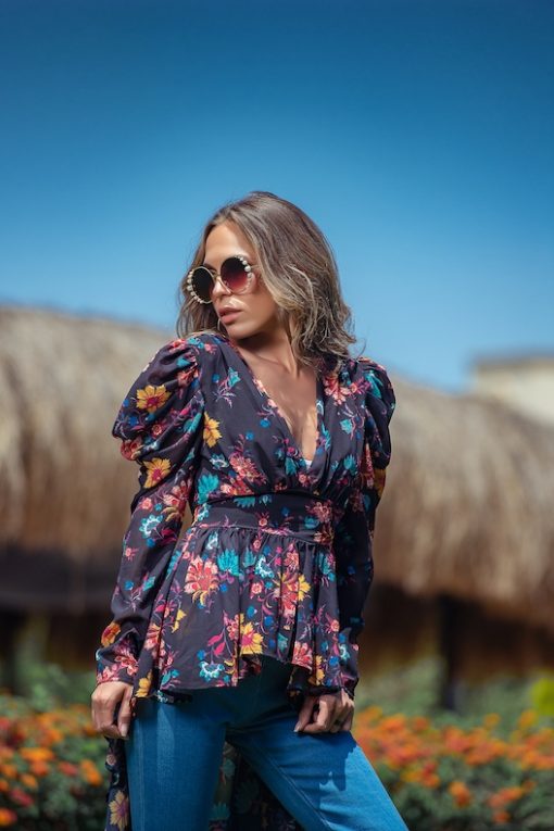 Long Back Floral  Blouse - Image 3