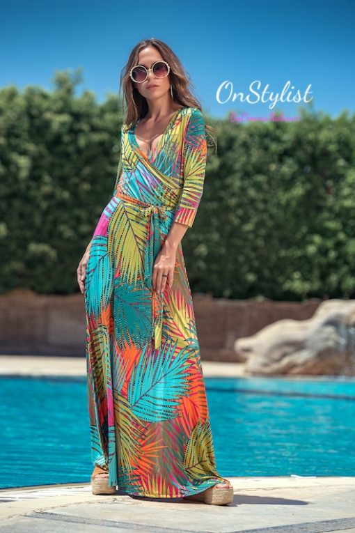 Leaves Maxi Sleeves Dress - Image 3