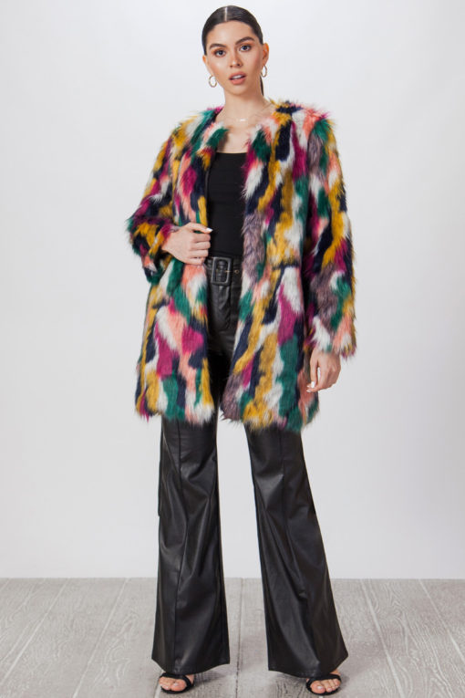 Belted Parrot  Fur Jacket - Image 3