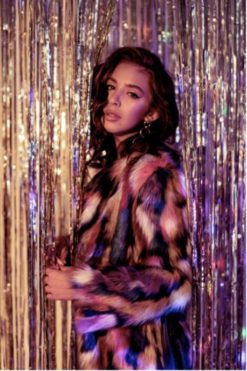 Belted Parrot  Fur Jacket