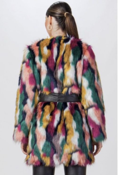 Belted Parrot  Fur Jacket - Image 4
