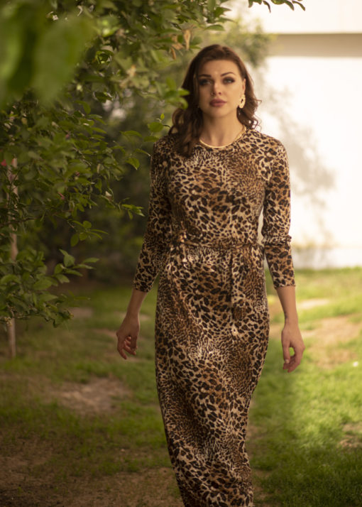 Belted Leopard Maxi Dress - Image 3