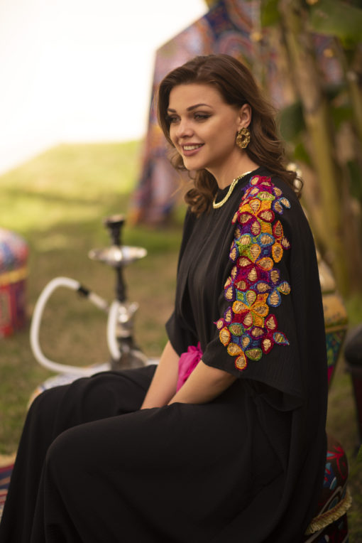 Embriodery Black Belted Kaftan - Image 2