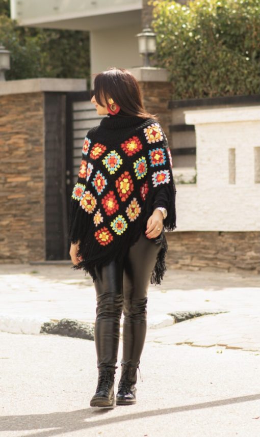 Patch work Crochet Poncho - Image 2