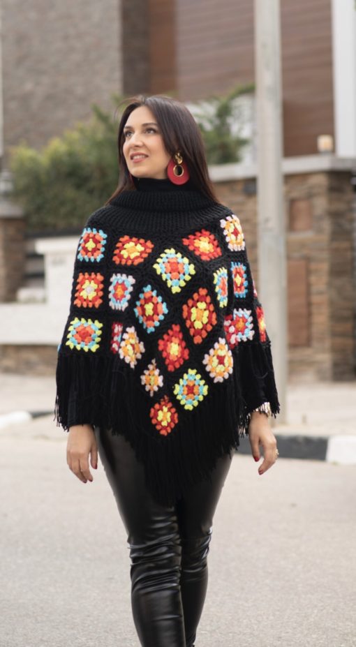 Patch work Crochet Poncho - Image 3