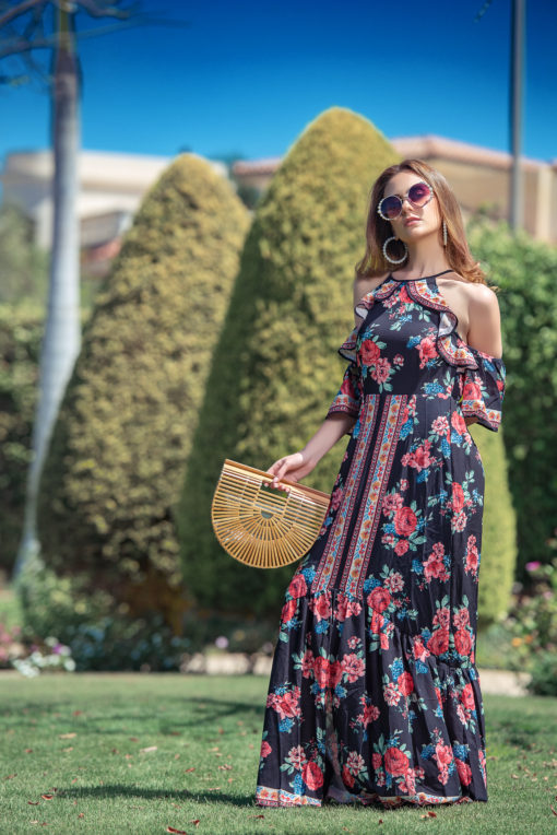 Black Cut-Out Shoulder Maxi Dress - Image 3