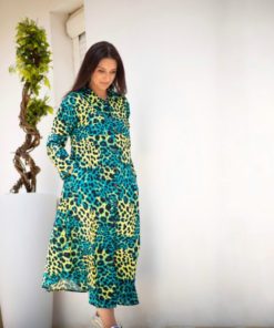 Multi Green  Leo Print Dress