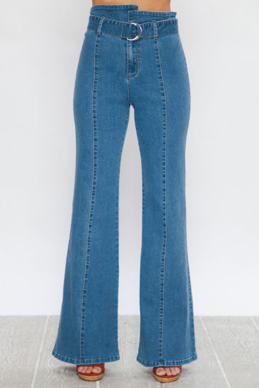Flared Belted Jeans