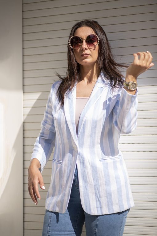 Striped Linen Blazer - Image 2