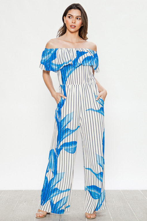 Blue Leaves Ruffle  Jumpsuit - Image 8
